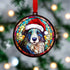 Border Collie in Santa Hat Suncatcher Decoration
